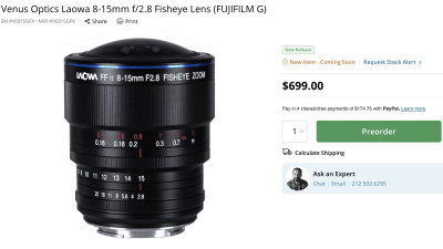 **라오와, 후지필름 GFX용 8-15mm 어안 줌렌즈 출시!**