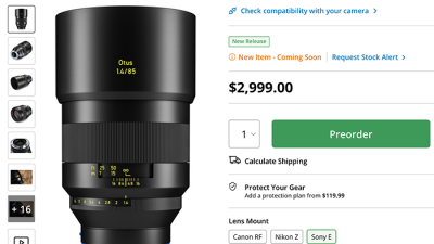 자이스 85mm f/1.4 OTUS 렌즈, 10월 출시 확정! 지금 예약하세요!